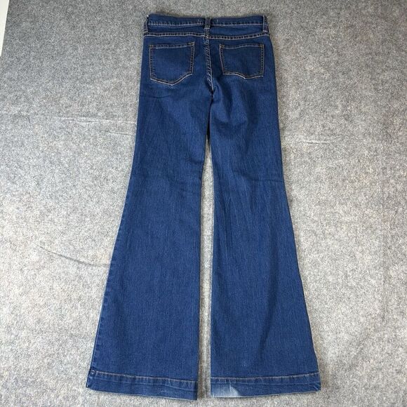 Free People Jeans 27 Dallas Blue Stretch Mid Rise Vintage Flare Stretch Flaw - Picture 10 of 11
